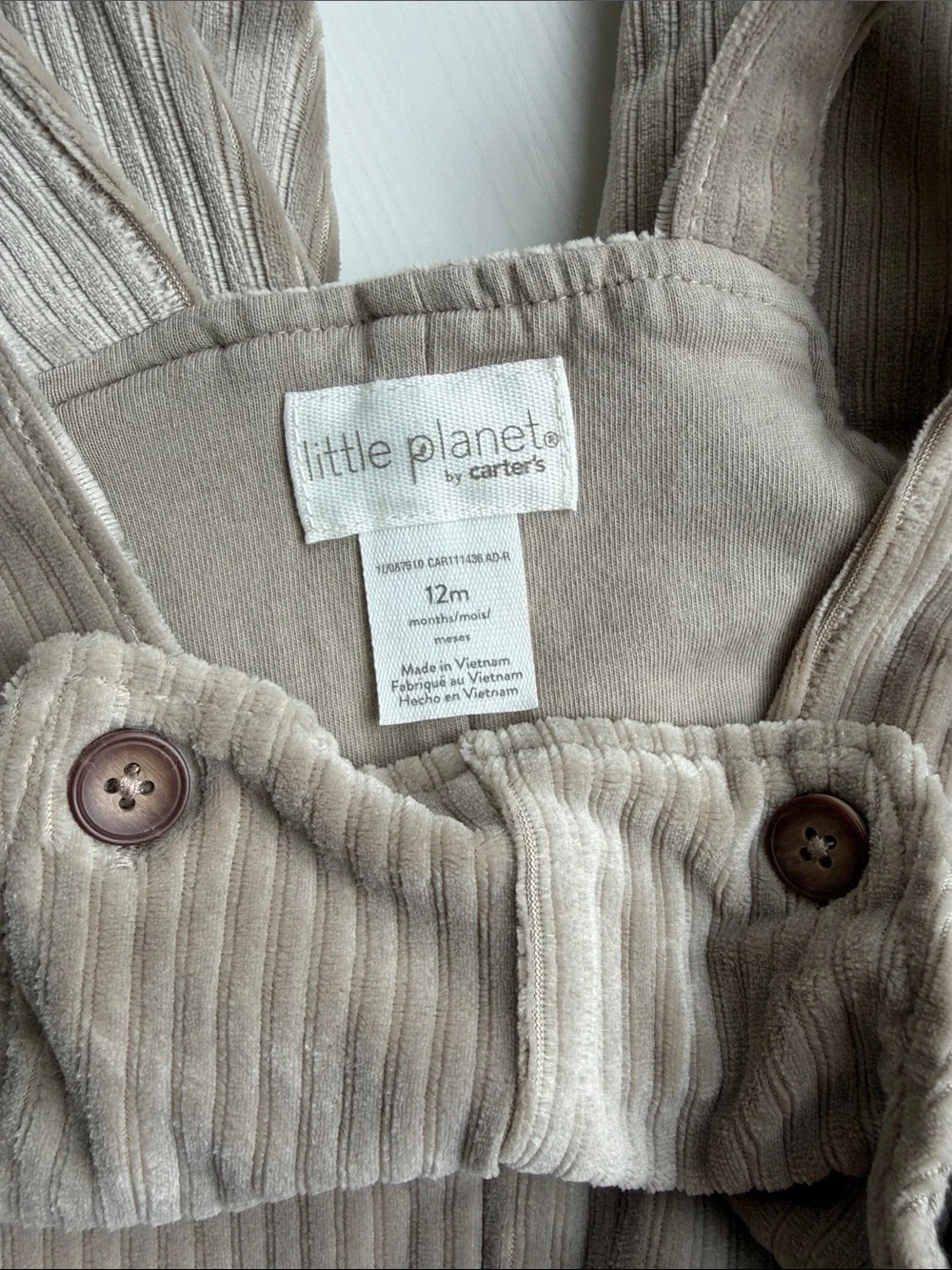 Carter's Beige Corduroy Overalls with Pockets